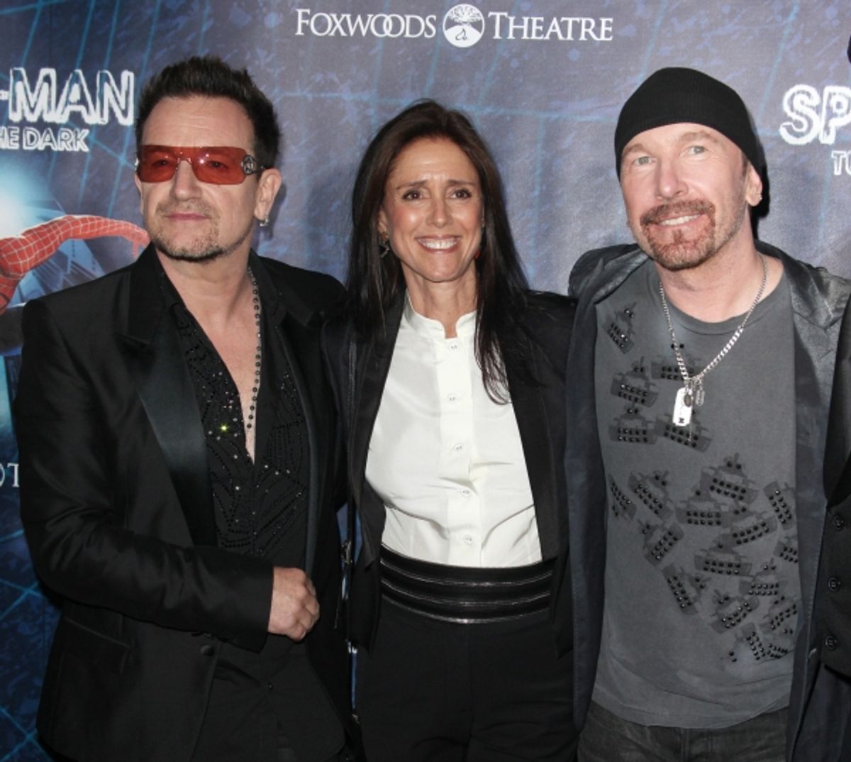 Bono, Julie Taymor & The Edge attending the Opening Night Performance of 'Spider-Man Turn Off The Dark' at the Foxwoods Theatre in New York City. at 