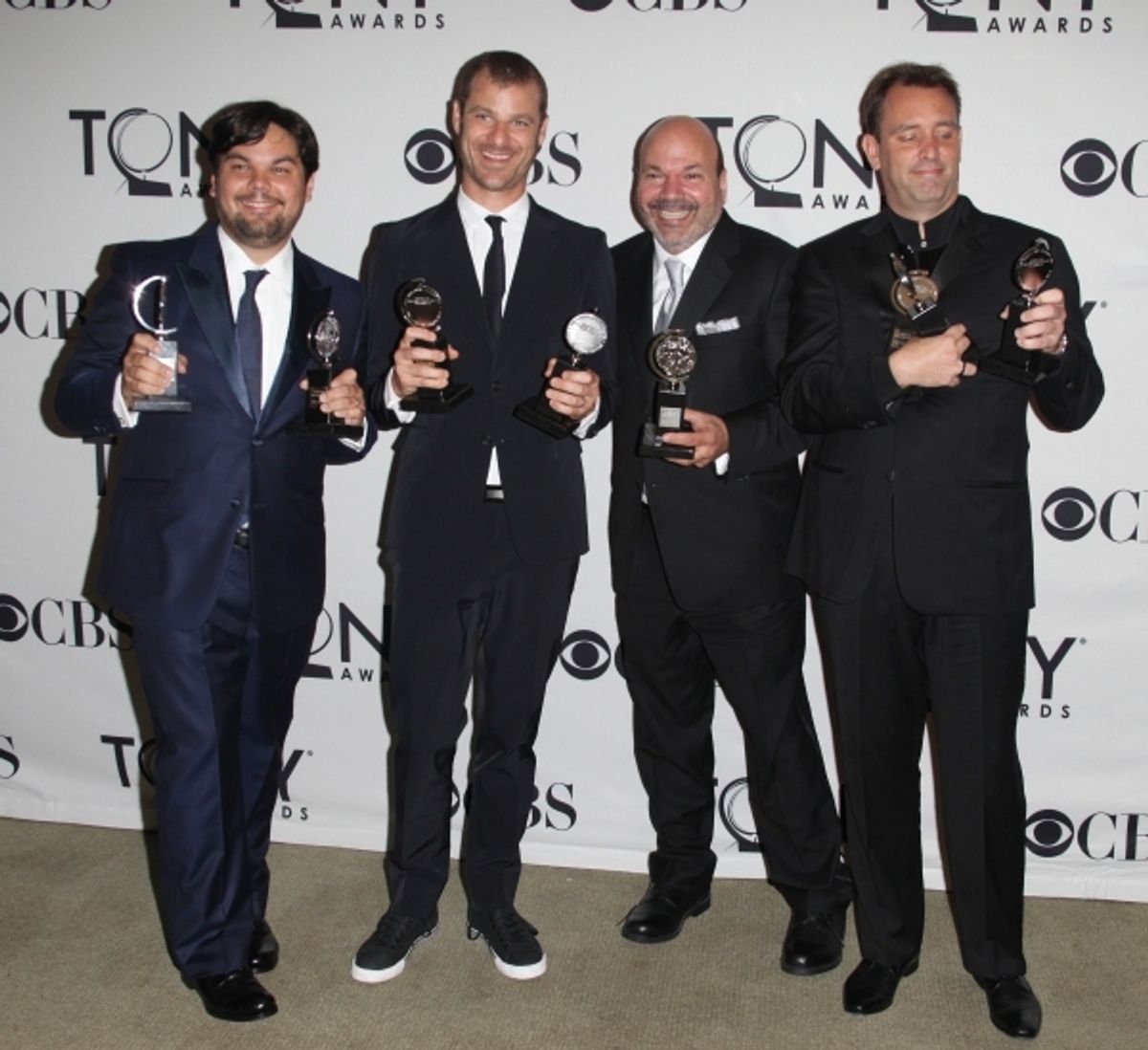 Robert Lopez, Matt Stone, Casey Nickolaw, Trey Parker. Photo Credit: Walter McBride at 