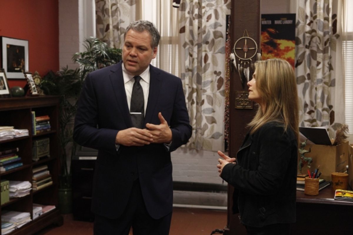 LAW & ORDER: CRIMINAL INTENT -- 'Icarus' -- Pictured: (l-r) Vincent D'Onofrio as Detective Robert Goren, Kathryn Erbe as Detective Alex Eames -- Photo by: Will Hart/USA Network at 