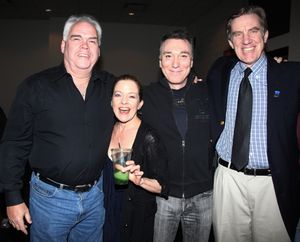 Michael Mulheren, Isabel Keating, Patrick Page & Nick Wyman during the 'Spider-Man Turn Off The Dark' Opening Night Gypsy Robe Ceremony for Recepient Joshua Kobak at the Foxwoods Theatre in New York City. @ BroadwayWorld Michael Mulheren, Isabel Keating, Patrick Page & Nick Wyman during the 'Spider-Man Tu Photo