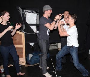 Jennifer Damiano, Christopher W. Tierney, Ari Loeb & Joshua Tobak during the 'Spider-Man Turn Off The Dark' Opening Night Gypsy Robe Ceremony for Recepient Joshua Kobak at the Foxwoods Theatre in New York City. @ BroadwayWorld Jennifer Damiano, Christopher W. Tierney, Ari Loeb & Joshua Tobak during the 'Spider Photo