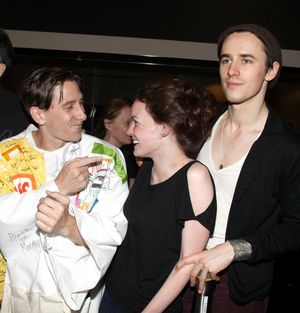 Joshua Tobak, Jennifer Damiano & Reeve Carney during the 'Spider-Man Turn Off The Dark' Opening Night Gypsy Robe Ceremony for Recepient Joshua Kobak at the Foxwoods Theatre in New York City. @ BroadwayWorld Joshua Tobak, Jennifer Damiano & Reeve Carney during the 'Spider-Man Turn Off The Dar Photo