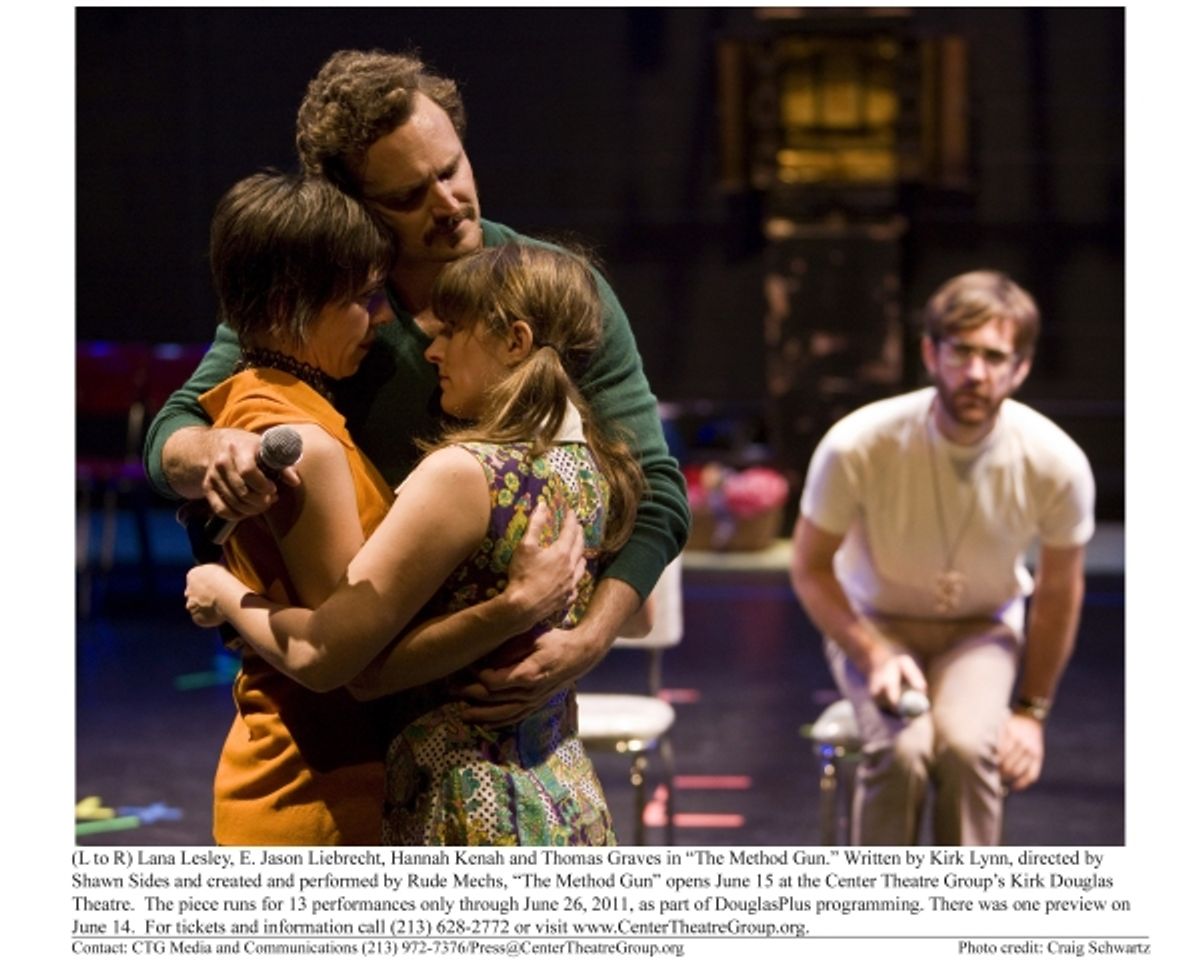 (L to R) Lana Lesley, E. Jason Liebrecht, Hannah Kenah and Thomas Graves in Ã¯Â¿Â½The Method Gun.Ã¯Â¿Â½ Written by Kirk Lynn, directed by Shawn Sides and created and performed by Rude Mechs, Ã¯Â¿Â½The Method GunÃ¯Â¿Â½ opens June 15 at the Center Theatre G at 
