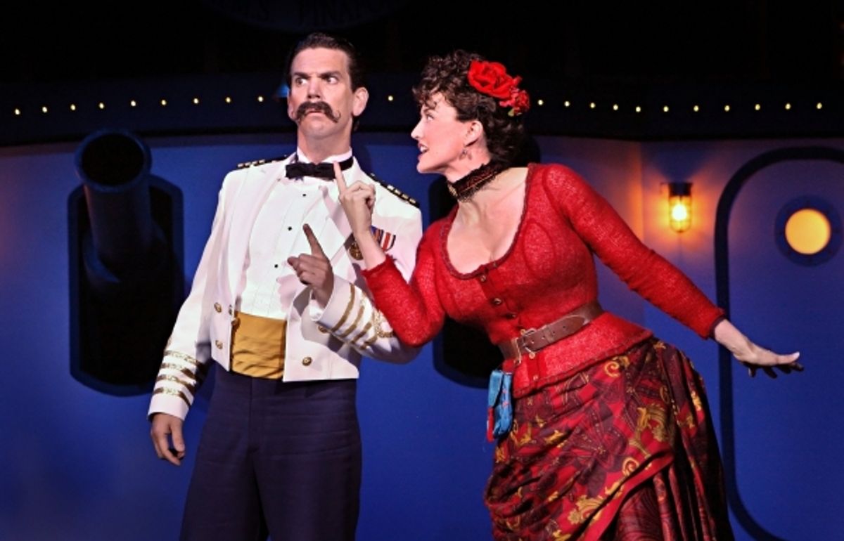 Robert O. Berdahl (Captain Corcoran) and Christina Baldwin (Buttercup) in the Guthrie TheaterÃ'â€¢s production of Gilbert and SullivanÃ'â€¢s H.M.S. PINAFORE, with additional material by Jeffrey Hatcher. Directed by Joe Dowling, choreography and musical st at 