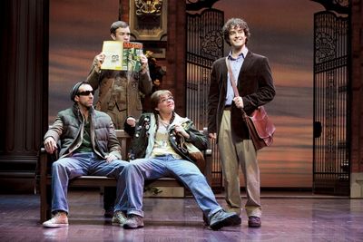 Stephane Anelli as Padamadan, Robbie Towns as Aaron, Suzie McAdam as Enid & Lee Mead Photo