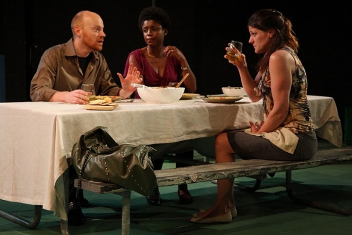 Jeff Biehl (Mike), Melle Powers (Zoe), and Elizabeth Rich (Carol)  at 