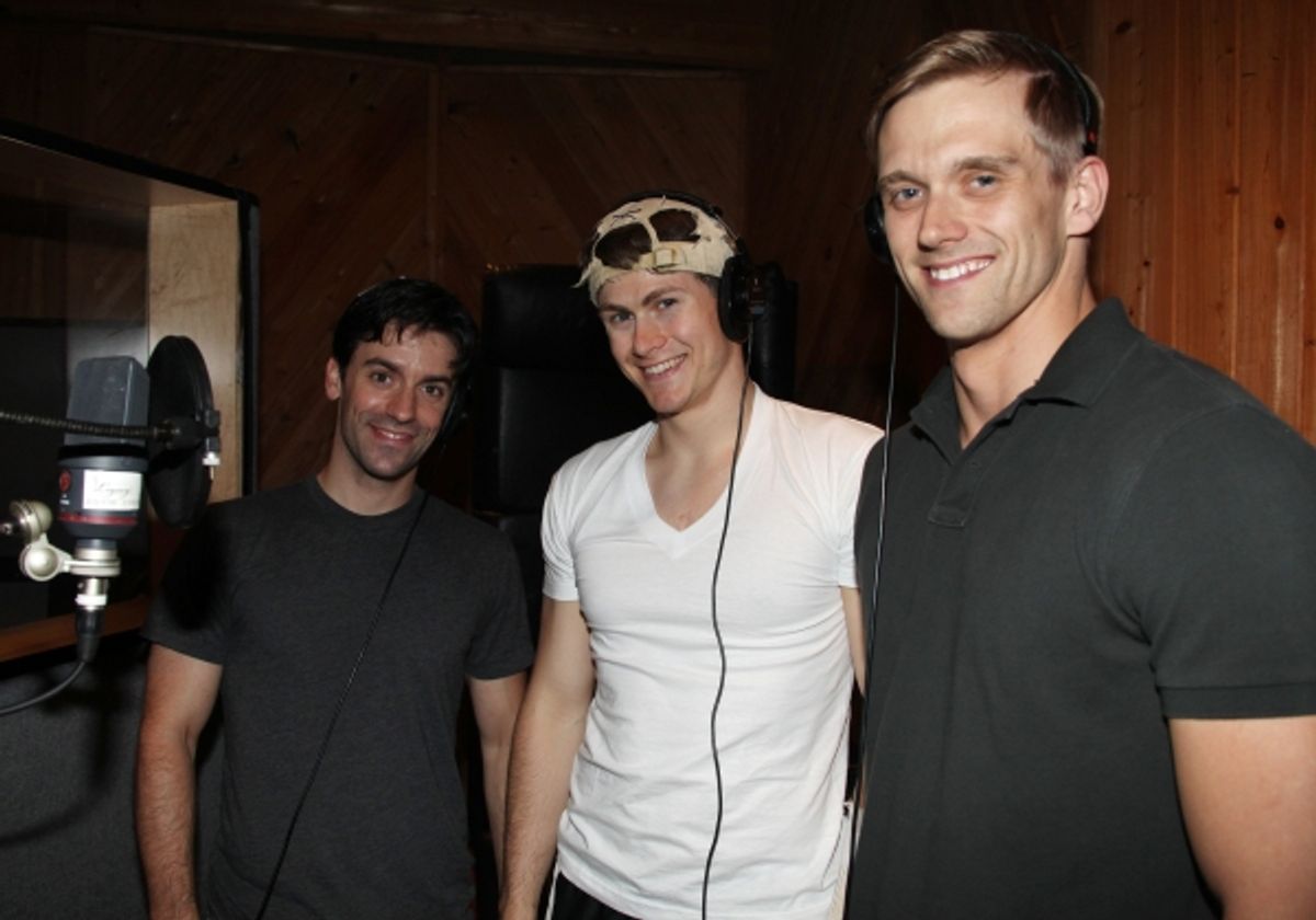 Clyde Alves, Kevin Munhall & Adam Perry during the Ghostlight Records Original Cast Recording of The Roundabout Theatre Company's Tony Award Winning Production of 'Anything Goes'  in New York City. at 