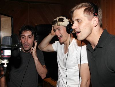 Clyde Alves, Kevin Munhall & Adam Perry during the Ghostlight Records Original Cast R Photo