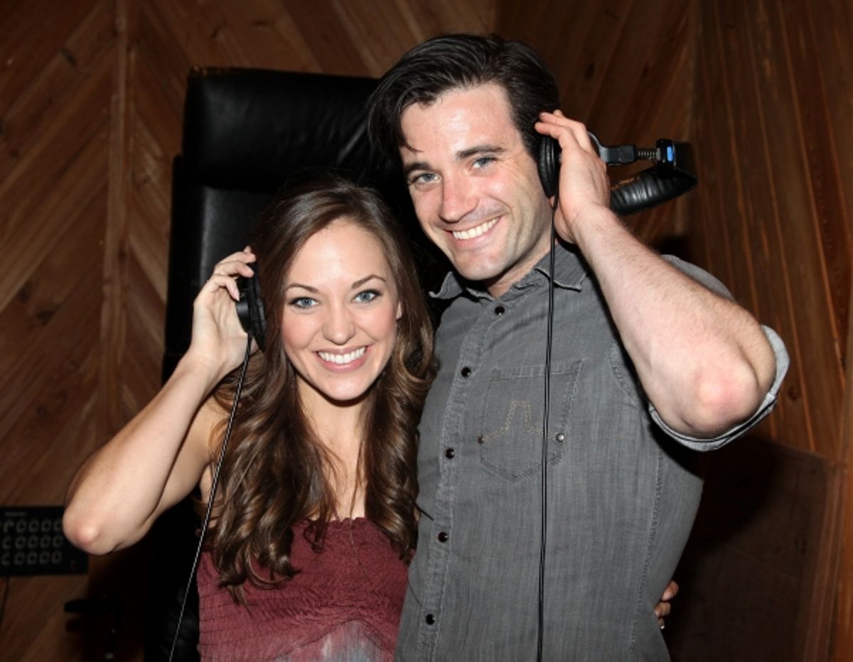 Laura Osnes & Colin Donnell during the Ghostlight Records Original Cast Recording of The Roundabout Theatre Company's Tony Award Winning Production of 'Anything Goes'  in New York City. at 