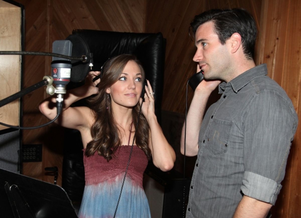 Laura Osnes & Colin Donnell during the Ghostlight Records Original Cast Recording of The Roundabout Theatre Company's Tony Award Winning Production of 'Anything Goes'  in New York City. at 