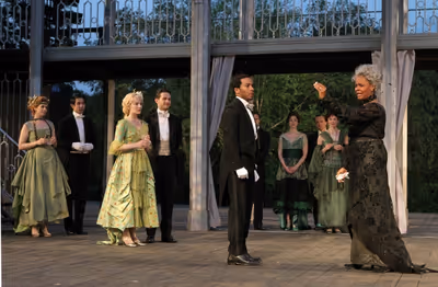 Andre Holland and Tonya Pinkins with the company of All's Well That Ends Well, direct Photo