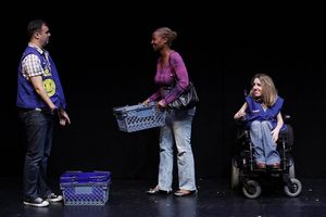 David Harrell (Toby), Melanie Nicholls-King (Customer One), and Shannon DeVido (Mary) in Samuel D. Hunter's WELCOME TO WAL*MART @ BroadwayWorld David Harrell (Toby), Melanie Nicholls-King (Customer One), and Shannon DeVido (Mary) Photo