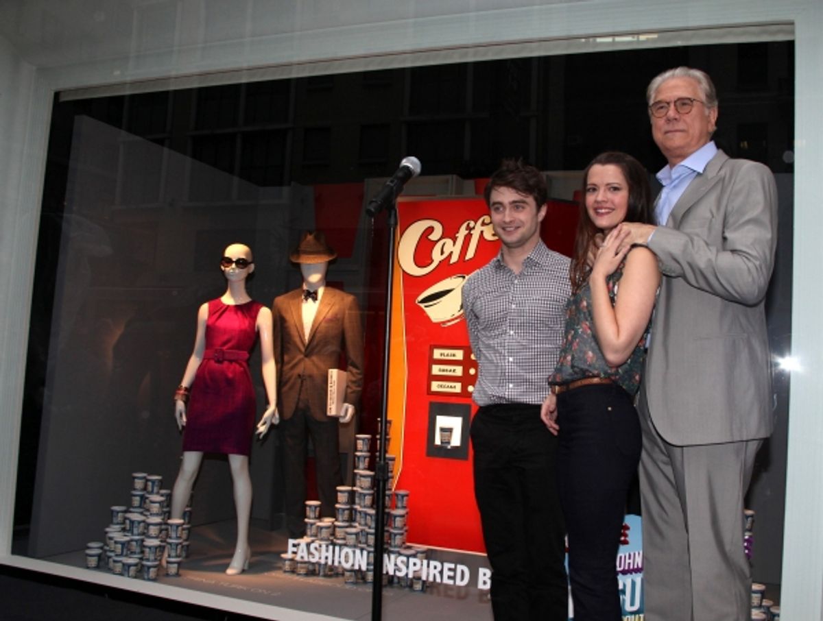 Daniel Radcliffe, Rose Hemingway and John Laroquette unveil 'How To Succeed' windows in New York City.
 at 