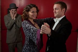 Brian Marshall as Otto Kringelein, Emily Grodzik as Flaemmchen, and Nate Huntley as B Photo