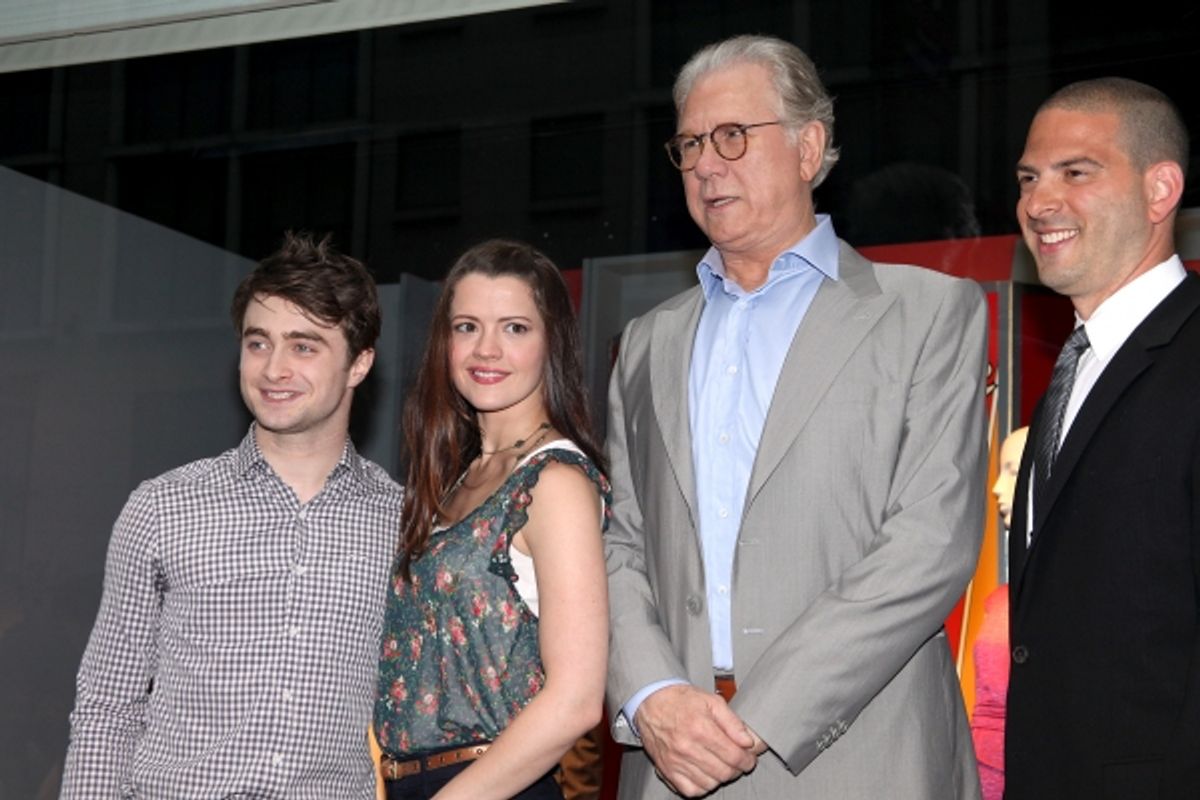 Daniel Radcliffe, Rose Hemingway, John Larroquette with Rich Weiner (Reginal Vice President of Stores) unveils 'How To Succeed' windows in New York City. June 23, 2011 Ã‚Â© Walter McBride / WM Photography / Retna Ltd. at 