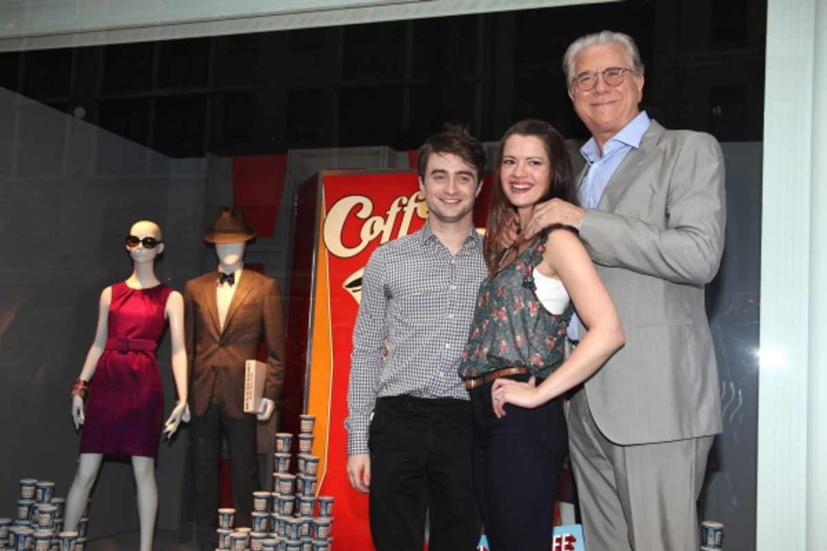 Daniel Radcliffe, Rose Hemingway, John Larroquette with Rich Weiner (Reginal Vice President of Stores) unveils 'How To Succeed' windows in New York City. June 23, 2011 Ã‚Â© Walter McBride / WM Photography / Retna Ltd. at 