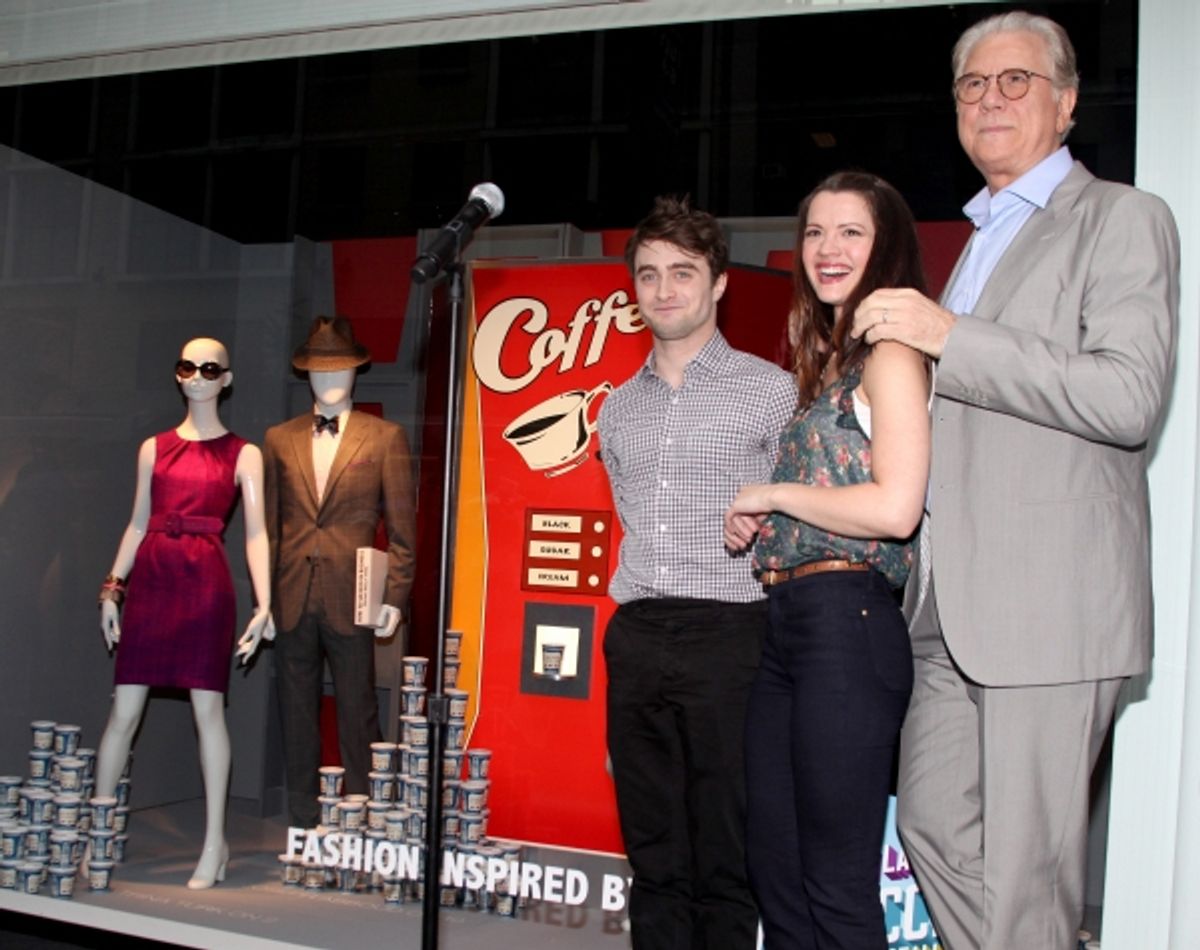 Daniel Radcliffe, Rose Hemingway, John Larroquette with Rich Weiner (Reginal Vice President of Stores) unveils 'How To Succeed' windows in New York City. June 23, 2011 Ã‚Â© Walter McBride / WM Photography / Retna Ltd. at 