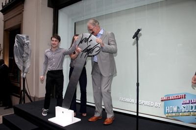 Daniel Radcliffe, Rose Hemingway, John Larroquette with Rich Weiner (Reginal Vice Pre Photo