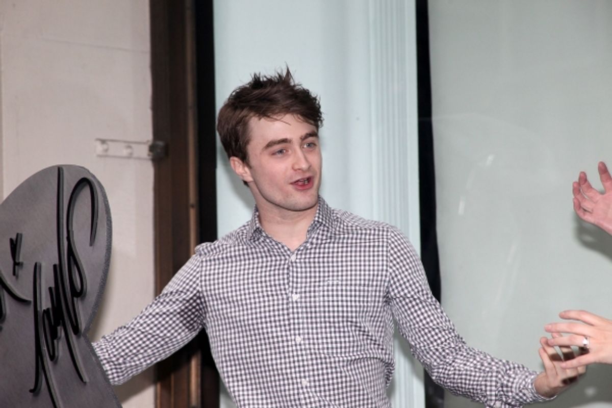 Daniel Radcliffe, Rose Hemingway, John Larroquette with Rich Weiner (Reginal Vice President of Stores) unveils 'How To Succeed' windows in New York City. June 23, 2011 Ã‚Â© Walter McBride / WM Photography / Retna Ltd. at 