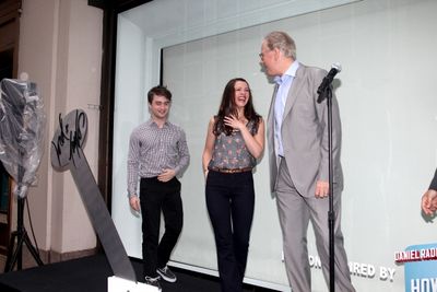 Daniel Radcliffe, Rose Hemingway, John Larroquette with Rich Weiner (Reginal Vice Pre Photo