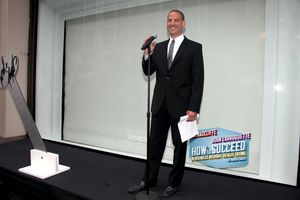 Daniel Radcliffe, Rose Hemingway, John Larroquette with Rich Weiner (Reginal Vice Pre Photo