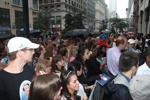 Daniel Radcliffe, Rose Hemingway, John Larroquette with Rich Weiner (Reginal Vice Pre Photo