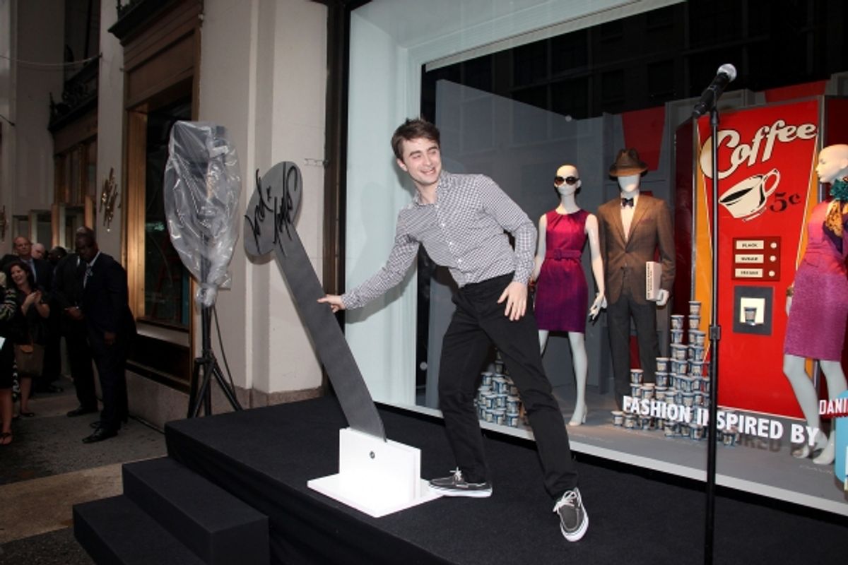 Daniel Radcliffe, Rose Hemingway, John Larroquette with Rich Weiner (Reginal Vice President of Stores) unveils 'How To Succeed' windows in New York City. June 23, 2011 Ã‚Â© Walter McBride / WM Photography / Retna Ltd. at 