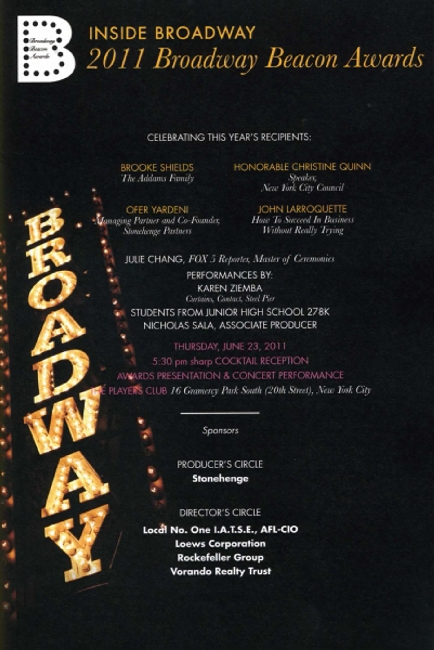 Photo Coverage: Broadway Beacon Awards Honors Brooke Shields & John Larroquette  Image