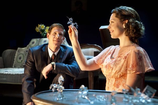 Jeb Burris  (left) as Jim O'Connor and Sara J. Griffin as Amanda Wingfield Photo