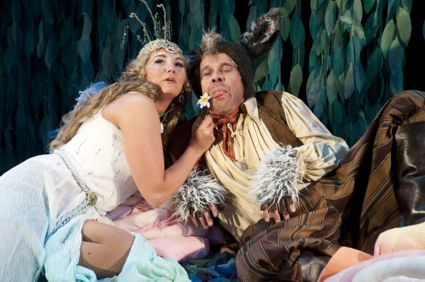 Kymberly Mellen (left) as Titania and Max Robinson as Nick Bottom Photo