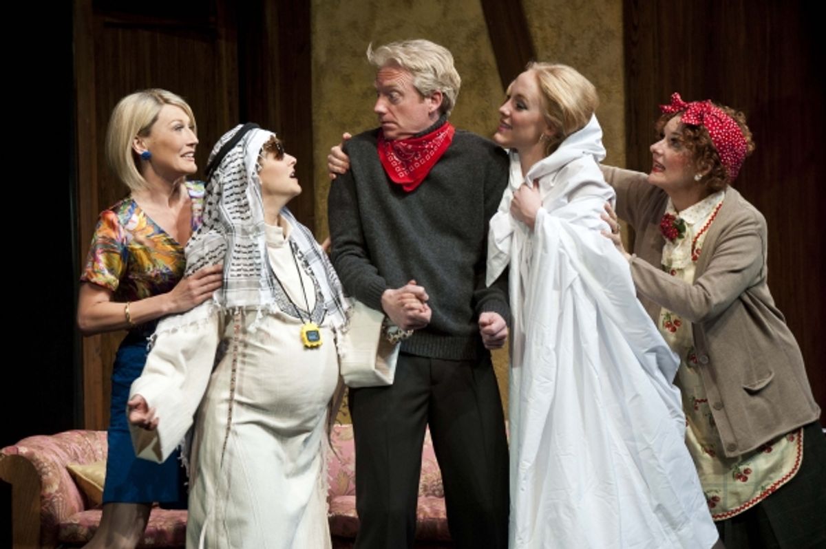  Melinda Parrett (left) as Belinda Blair, Betsy Mugavero as Poppy Norton-Taylor, Ben Livingston as Lloyd Dallas, Ally Carey as Brooke Ashton, and Jeanne Paulsen as Dotty Otley  at 