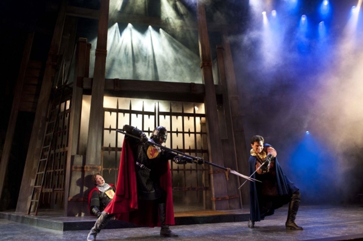 Chuck McLane (left) as Duke of Norfolk, Daniel Jose Molina as Soldier, and Conrad Ricamora as Sir William Brandon at 