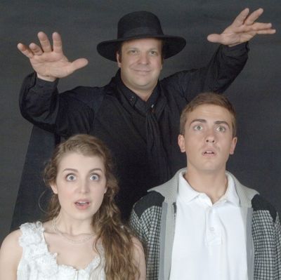Carl Schoenborn as El Gallo and Carolyn Bartell Strauss and Lars Lee as the Boy and G Photo