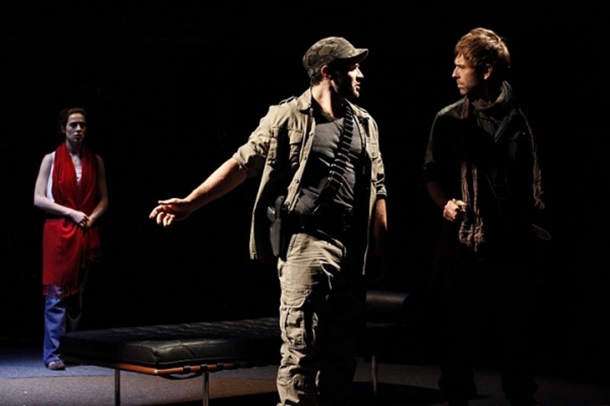 Marina Squerciati as Cristina, Gabriel Furman as Alejandro and Brendan McMahon as Poeta at 