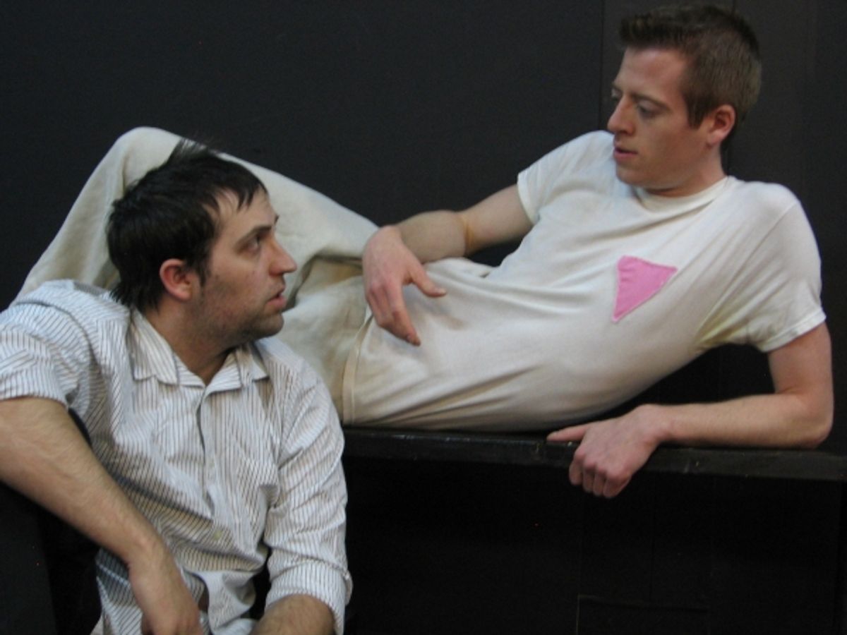 Kyle LaBoria as Max (L) and Dirk Gaboriault as Horst (R) at NOW PLAYING: 73rd Avenue Theatre Company's BENT