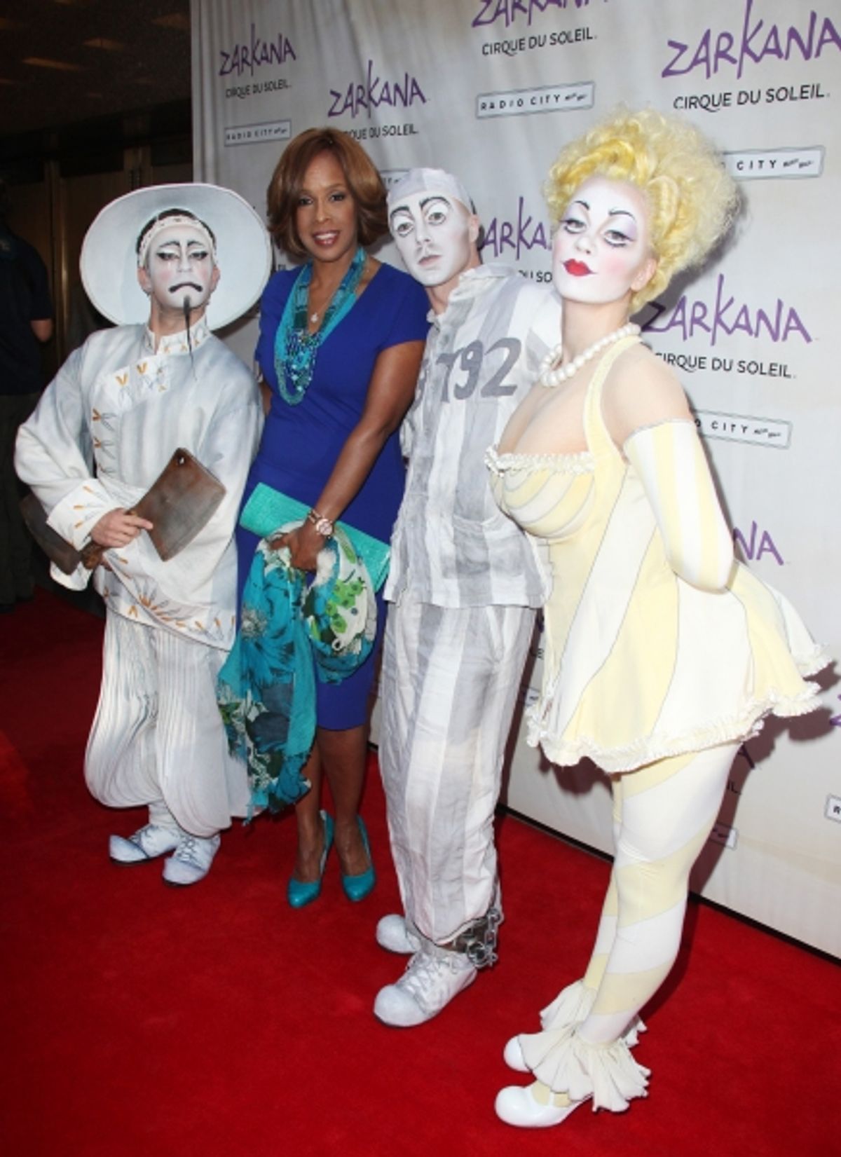 Gayle King with Characters of Zarkana attending the Opening Night Performance of The New Cirque Du Soleil Acrobatic Spectacle 'Zarkana'  in New York City. at 