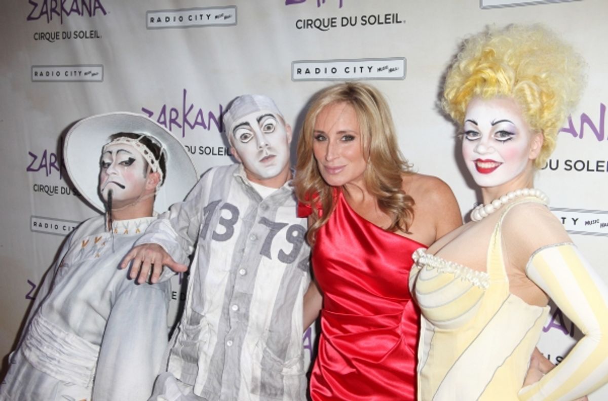 Sonja Morgan with Characters of Zarkana attending the Opening Night Performance of The New Cirque Du Soleil Acrobatic Spectacle 'Zarkana'  in New York City. at 