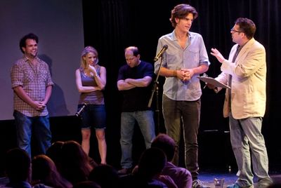 Greg Hildreth, Sarah Saltzberg, Jason Kravits, Alex Timbers, and Steve Rosen Photo