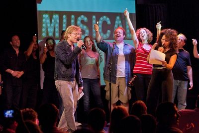 Anthony Rapp and Daphne Rubin-Vega with the cast of Don't Quit Your Night Job Photo