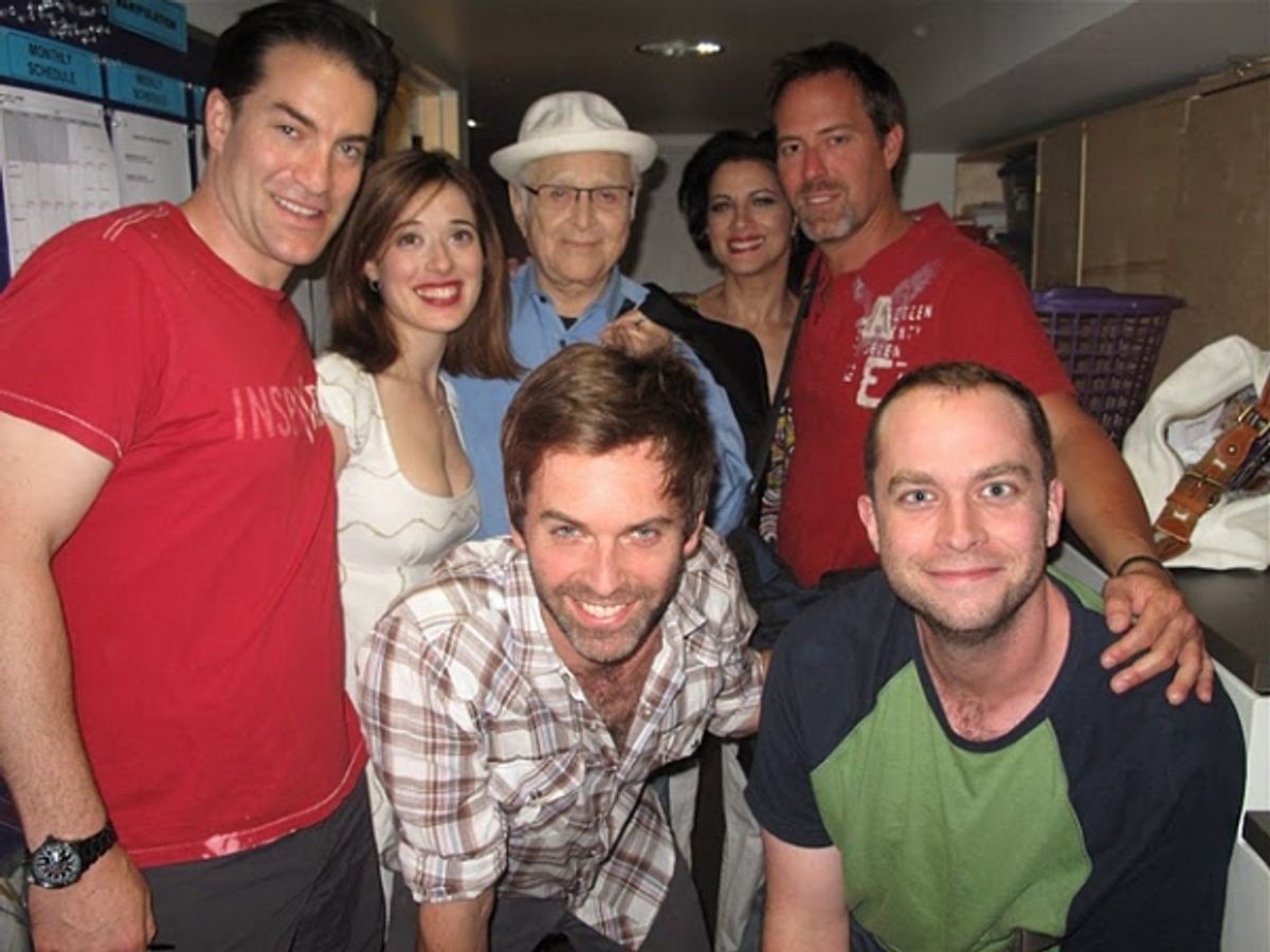 Jeremy Stiles Holm, Marina Squerciati, Norman Lear, Saundra Santiago, Robert Bogue; (foreground, l-r): Brendan McMahon, and John-Patrick Driscoll at 