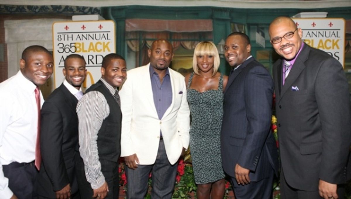 Phil Solomon of Brunswick, NJ, Lucas Boyce of Orlando, FL, Maurice Lee of Orangeburg, SC, Steve Stoute and Mary J. Blige, Billy Walker of Southaven, MS and Harold Burnett II of Dover, DE. at 