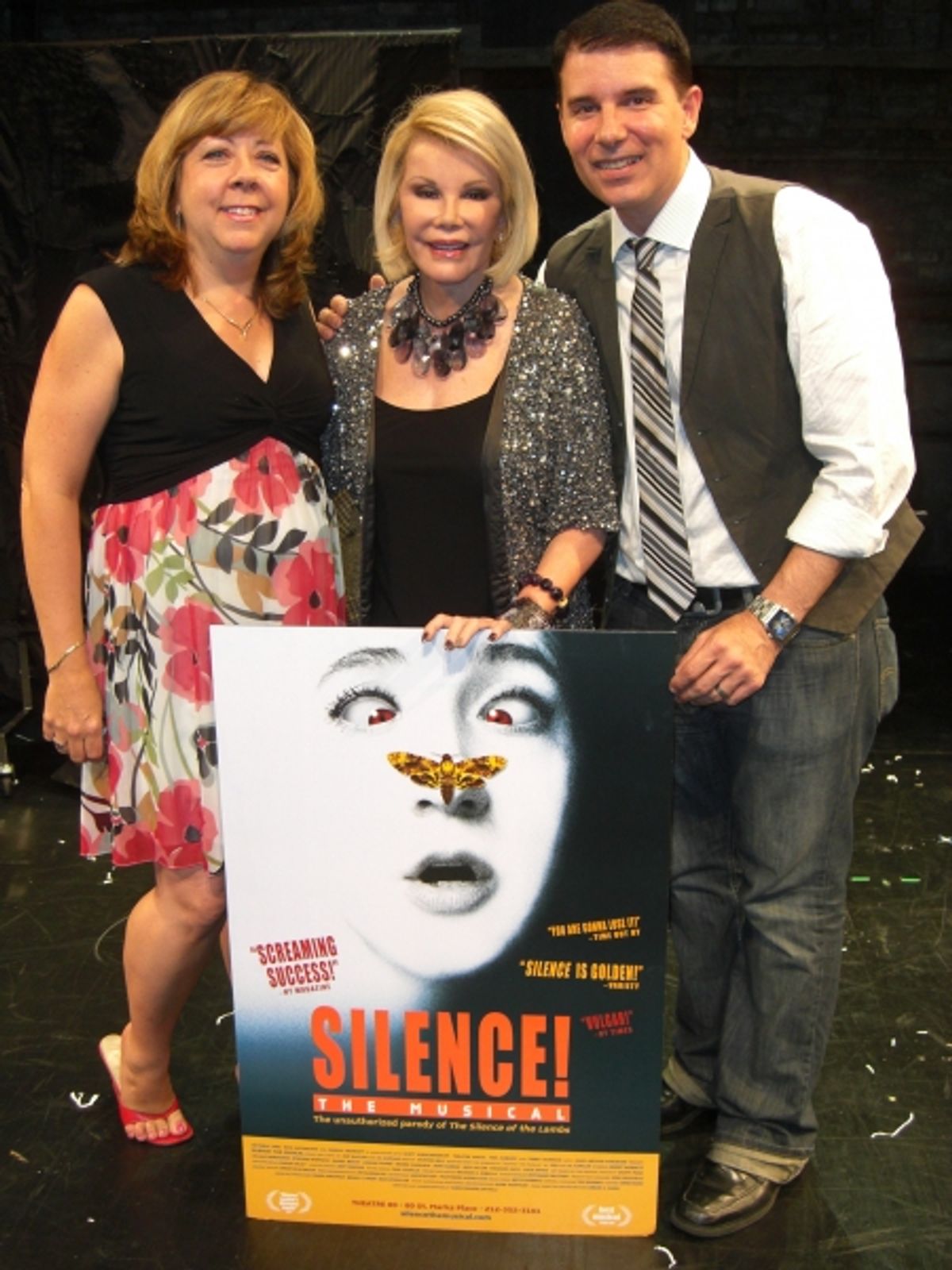 Joan Rivers (center) with producers Victoria Lang and Rich Affannato at SILENCE! The Musical at Theatre 80. at 