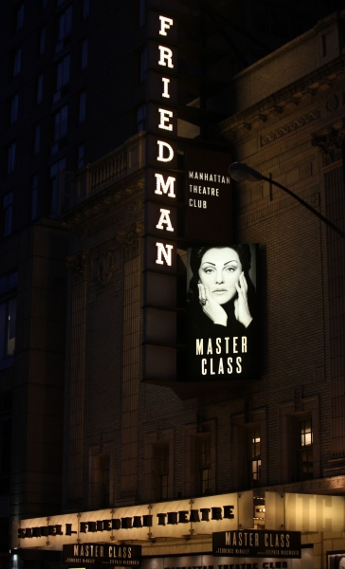 Tyne Daly as Maria Callas ( Theatre Marquee ) at the Opening Night Performance Curtain Call for The Manhattan Theatre Club's  'Master Class' at the Samuel J. Friedman Theatre in New York City. at 