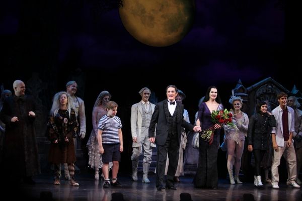 Brooke Shields as Morticia Addams with Brad Oscar, Zachary James, Jackie Hoffman, Rog Photo