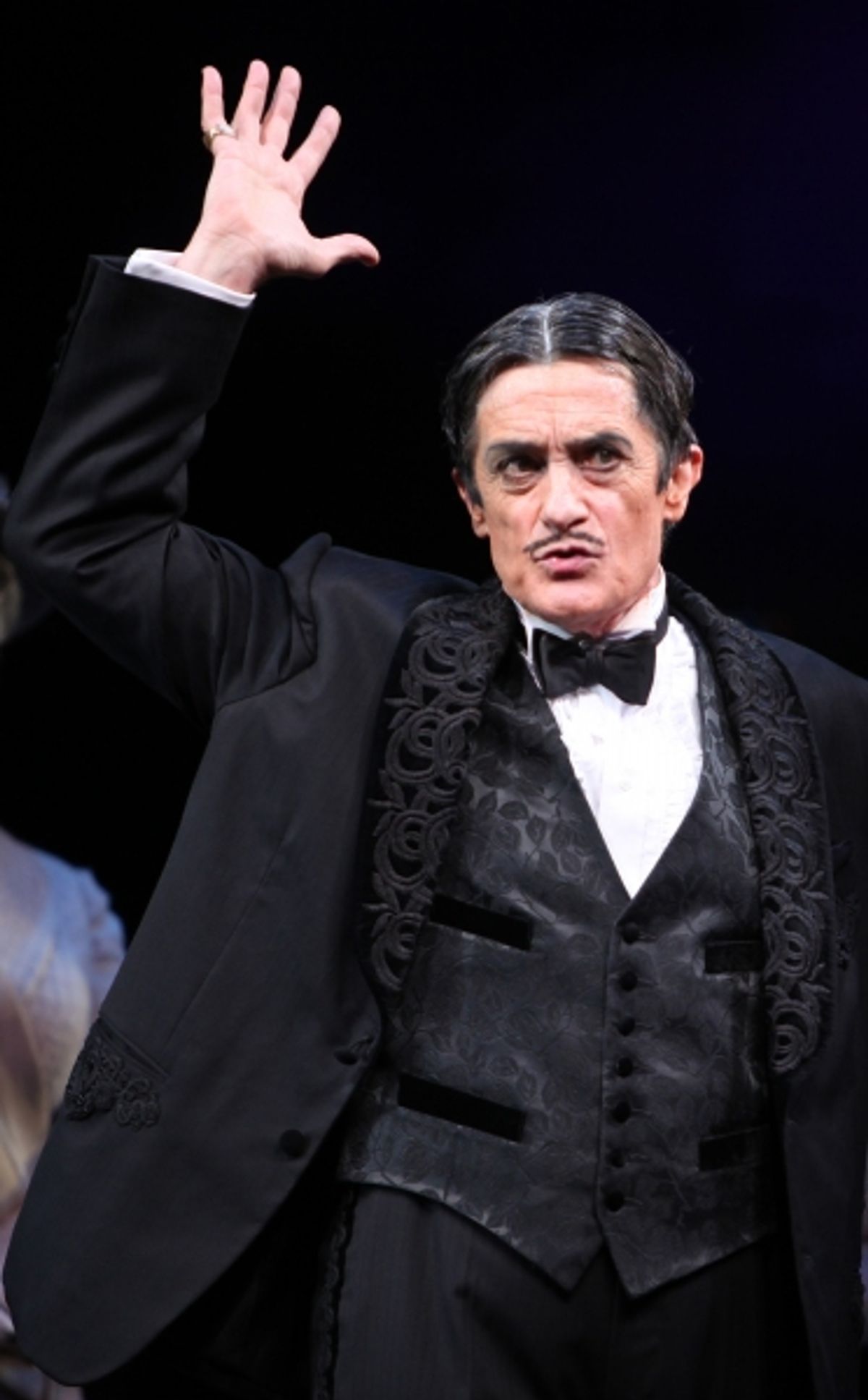 Roger Rees at the Curtain Call for her debut in 'The Addams Family' at the Lunt-Fontanne Theatre  in New York City. at 