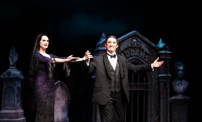 Brooke Shields as Morticia Addams at the Curtain Call for her debut in 'The Addams Fa Photo