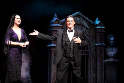Brooke Shields as Morticia Addams & Roger Rees  at the Curtain Call for her debut in  Photo