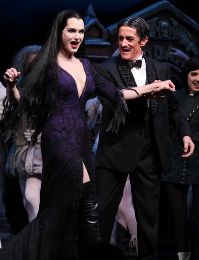 Brooke Shields as Morticia Addams & Roger Rees  at the Curtain Call for her debut in  Photo