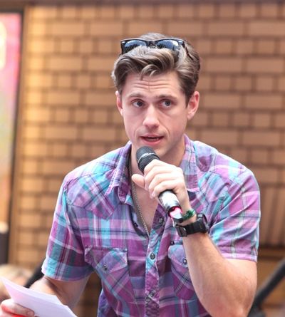 Aaron Tveit attending the Presentation for Broadway Barks Lucky 13th Annual Adopt-a-t Photo