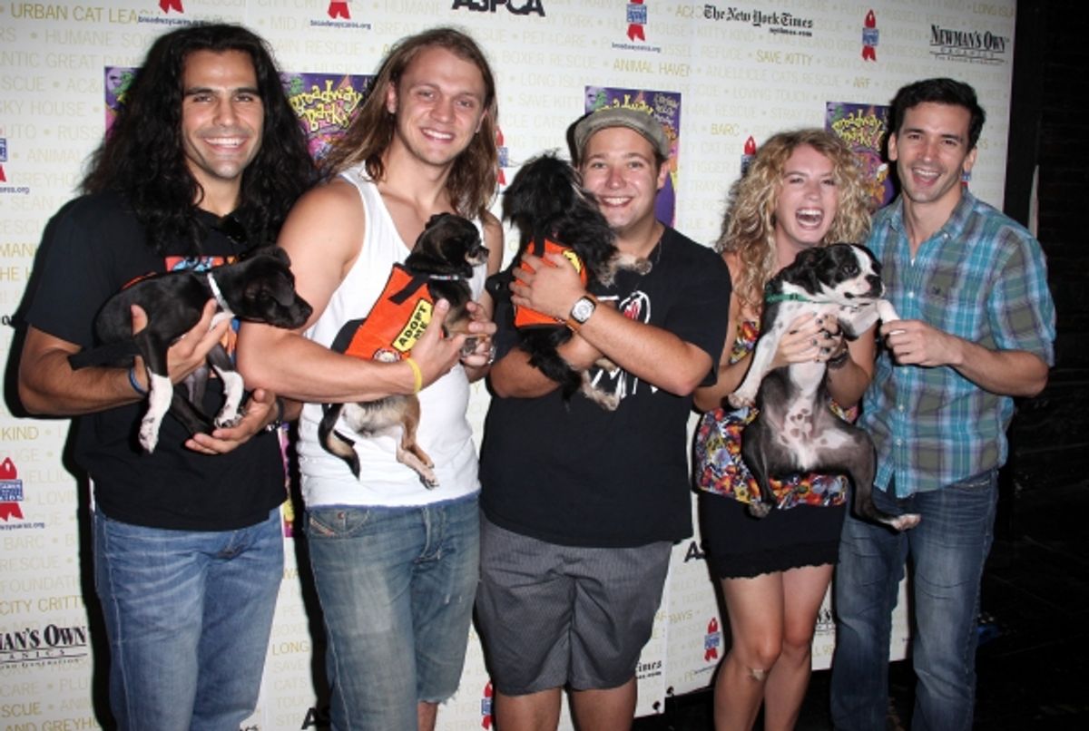 The Cast of 'Hair' Backstage at Broadway Barks Lucky 13th Annual Adopt-a-thon  in New York City.  at 